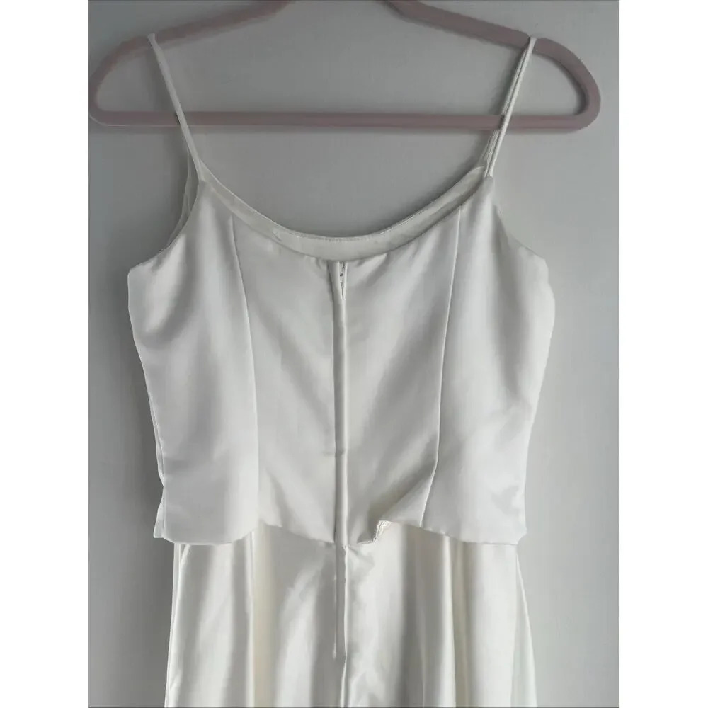 Scott McClintock Petite Wedding Dress Embroidered Rhinestones Ivory Satin Size 4 - Picture 13 of 16
